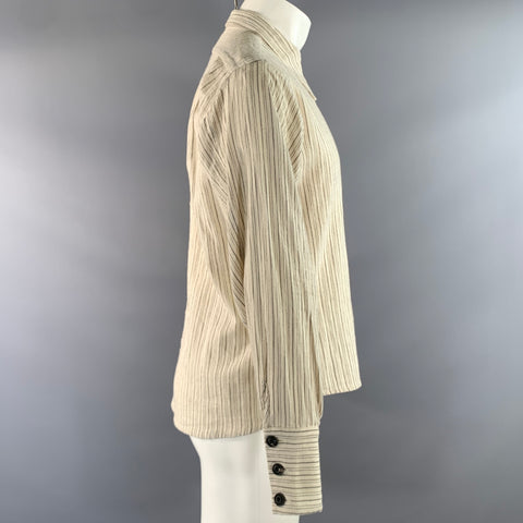 CYII Size M Cream Olive Stripe Dagger Long Sleeve Shirt