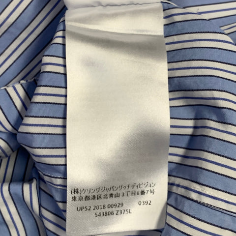 GUCCI Size S Blue White Stripe Cotton Point Collar Long Sleeve Shirt