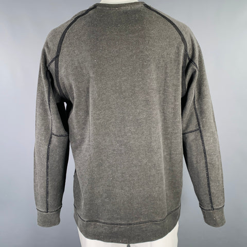 VOLLEBAK Size L Grey Black Contrast Trim Cotton Hemp Crew Neck Sweatshirt