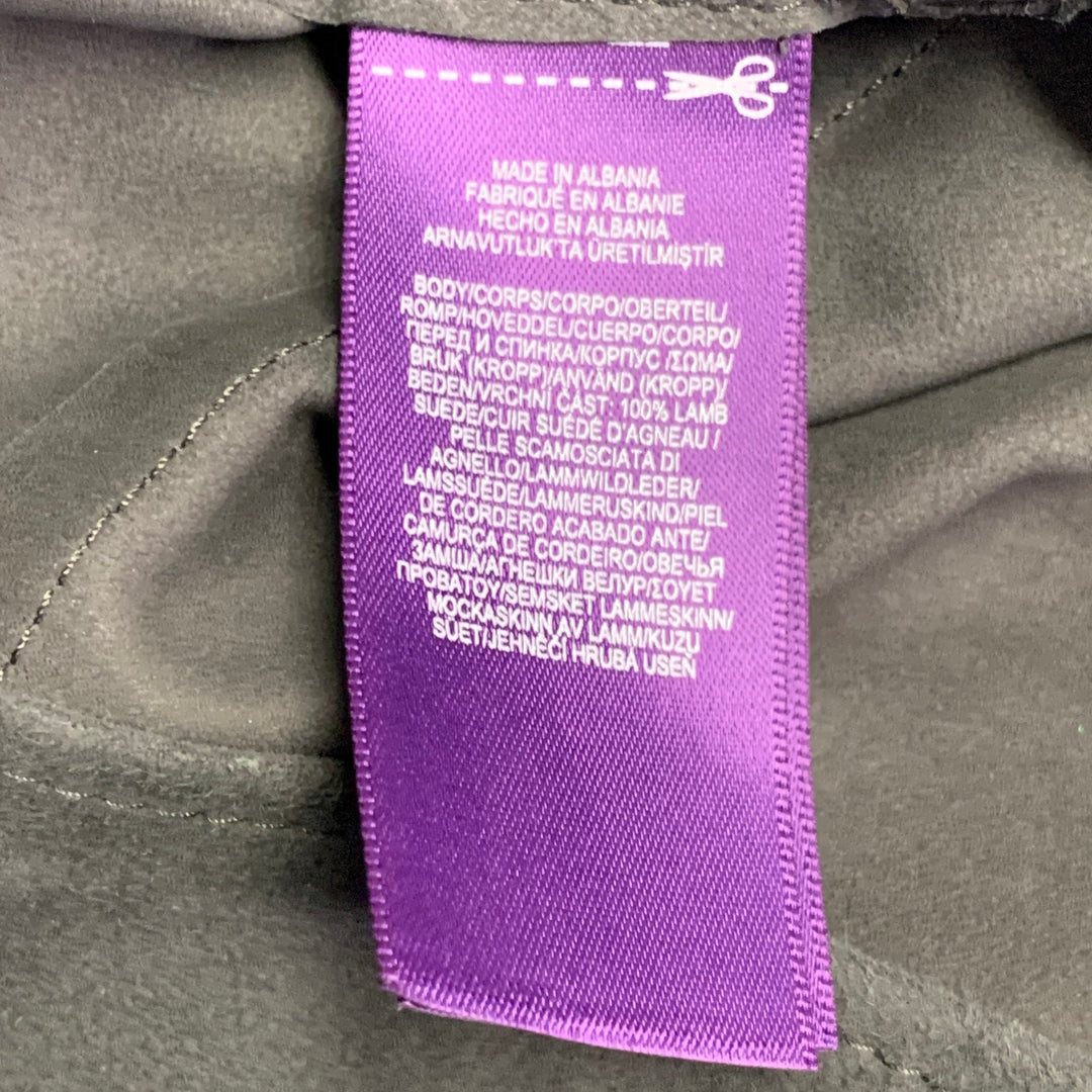 RALPH LAUREN Size L Grey Suede Two Pockets Long Sleeve Shirt