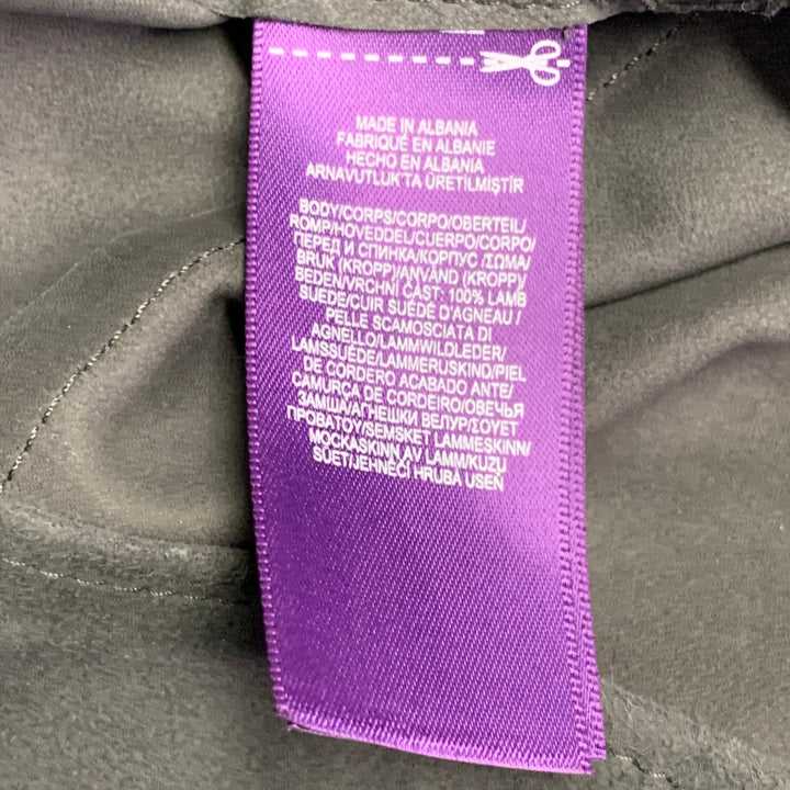 RALPH LAUREN Size L Grey Suede Two Pockets Long Sleeve Shirt