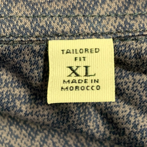 Chemise à manches longues ROBERT GRAHAM Taille XL Bleu marine Indigo Fleuri Col classique Coton