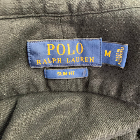 POLO by RALPH LAUREN Size M Black Cotton Spread Collar Long Sleeve Shirt