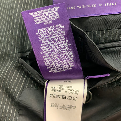 RALPH LAUREN Size 38 Black Grey Pinstripe Wool Single Breasted Sport Coat