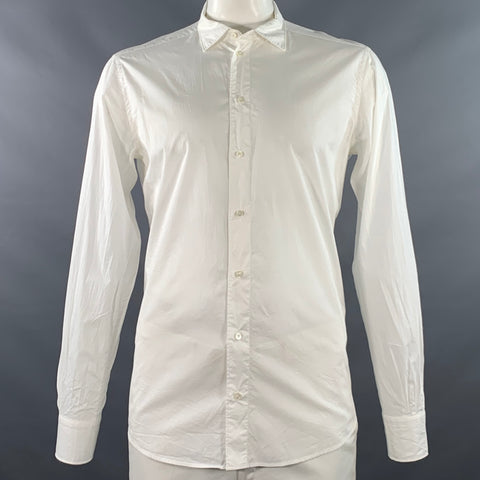 DOLCE & GABBANA Size L White Cotton Button Up Long Sleeve Shirt
