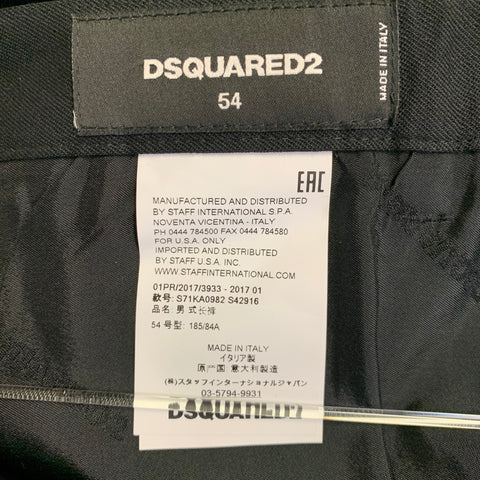 DSQUARED2 Size 38 Black Virgin Wool Blend Flat Front Dress Pants