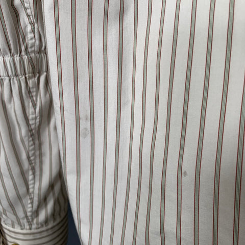 VIVIENNE WESTWOOD Size 36 White Brown Stripe Cotton Oversized Long Sleeve Shirt