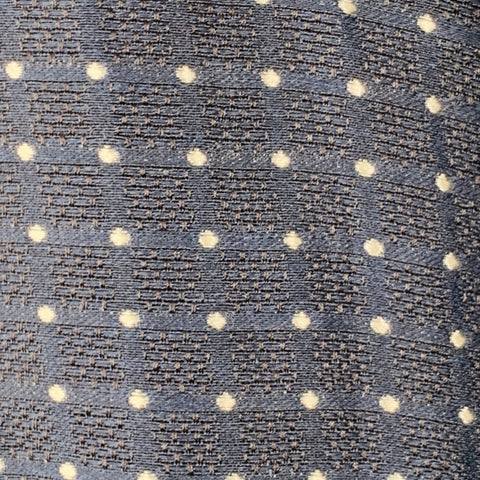 LA PERLA Size L Navy White Dots Linen Silk Shawl Collar Robe