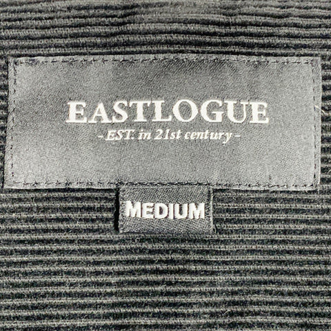 Veste sans col en velours côtelé de coton noir avec col en V EASTLOGUE Taille M