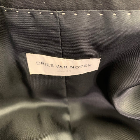 DRIES VAN NOTEN Size 38 Black Wool Peak Lapel Sport Coat