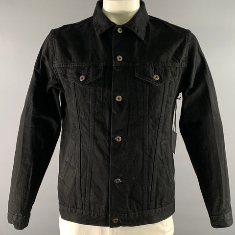 3SIXTEEN Size L Black Solid Denim Selvedge Jacket