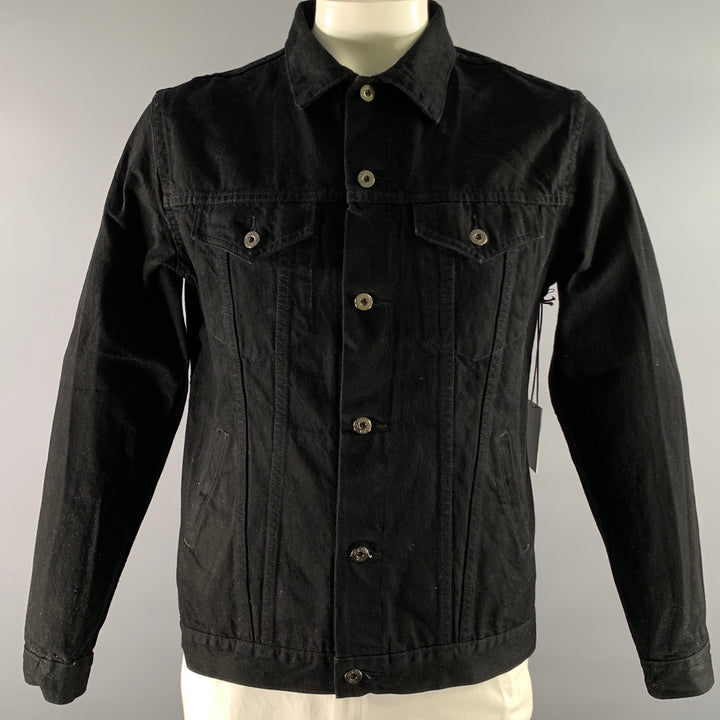 3SIXTEEN Size L Black Solid Denim Selvedge Jacket