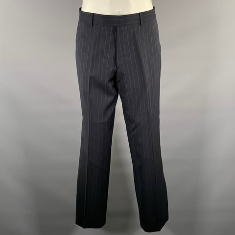 HUGO BOSS Size 38 Navy Pinstripe Wool Notch Lapel Suit