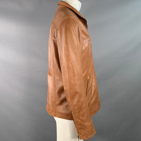 LA MARQUE COLLECTION Size M Camel Leather Zip Up Jacket