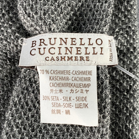 BRUNELLO CUCINELLI Grey Cashmere Silk Knit Tie