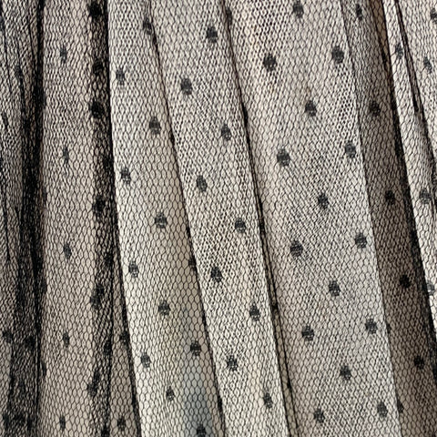 RED VALENTINO Size 4 Black Nude Mesh Polka Dot Pleated Skirt