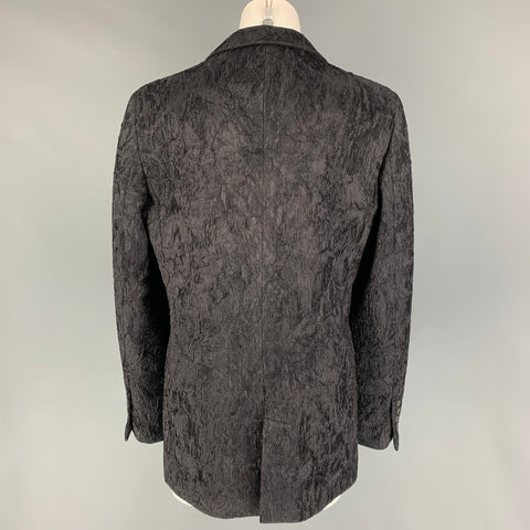 GIORGIO ARMANI Size 10 Black Silk Viscose Textured Jacket