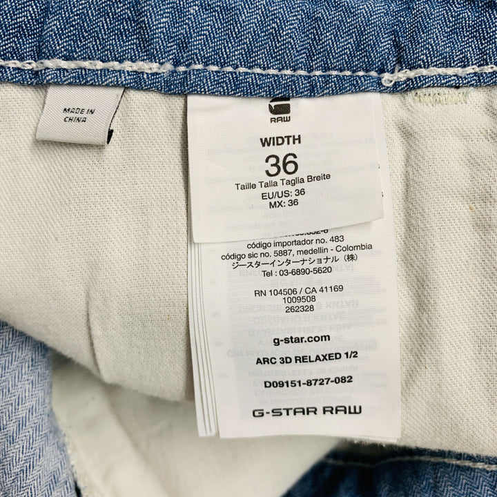 G-STAR Taille 36 Short bleu à braguette boutonnée en coton à surpiqûres contrastées
