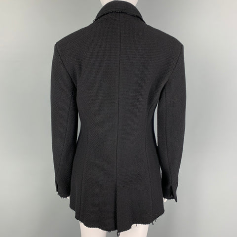 M.A+ Size M Black Textured Buttoned Jacket