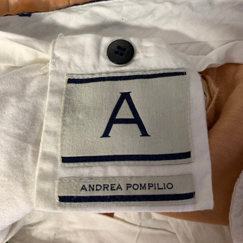 ANDREA POMPILIO Size 30 Navy Orange Color Block Tapered Dress Pants