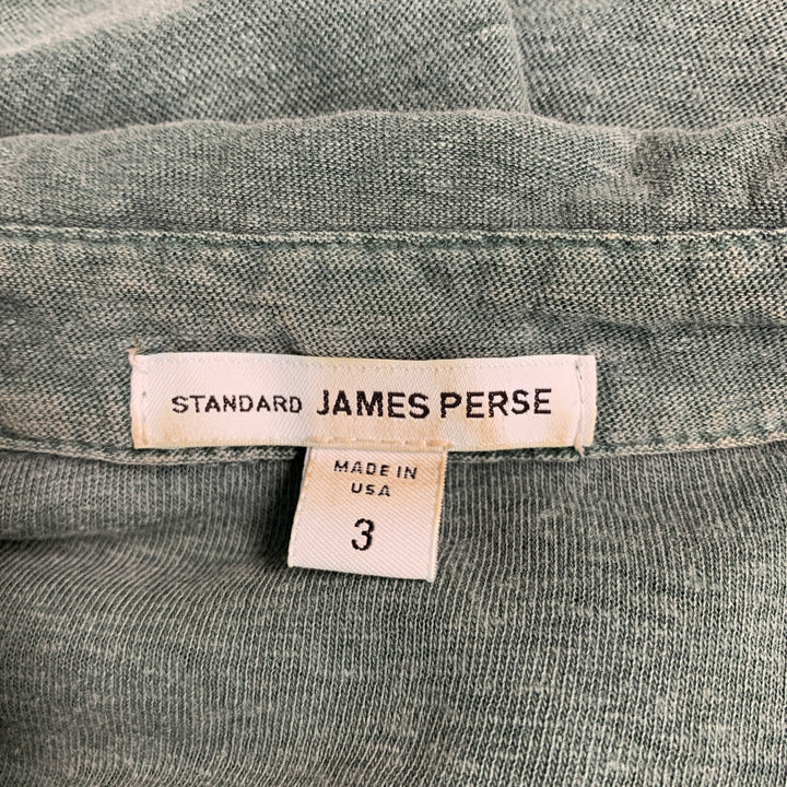 JAMES PERSE Size L Heather Green Cotton Buttoned Polo