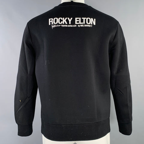 NEIL BARRETT Size M Rocky Elton Black Multi Color Print Viscose Crew Neck Sweatshirt