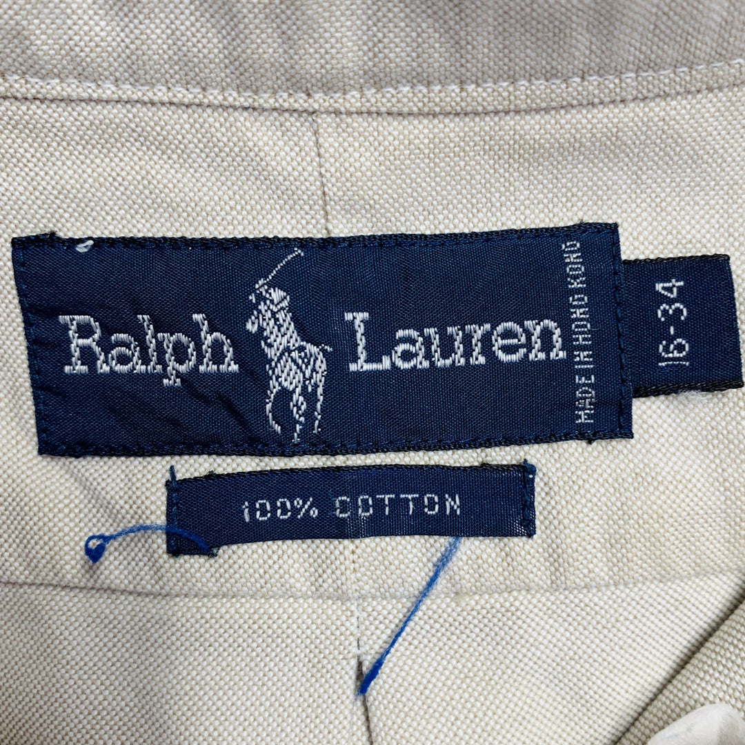 RALPH LAUREN Size S Beige Cotton Button Down Collar Long Sleeve Shirt
