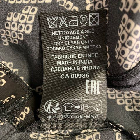 MARANT ETOILE Size 8 Elonae Black Cream Viscose Abstract Drawstring Skirt
