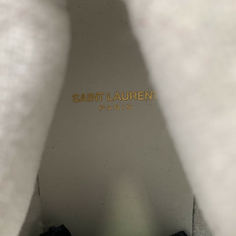 SAINT LAURENT Size 12 White Silver Color Block Leather High Top Sneakers