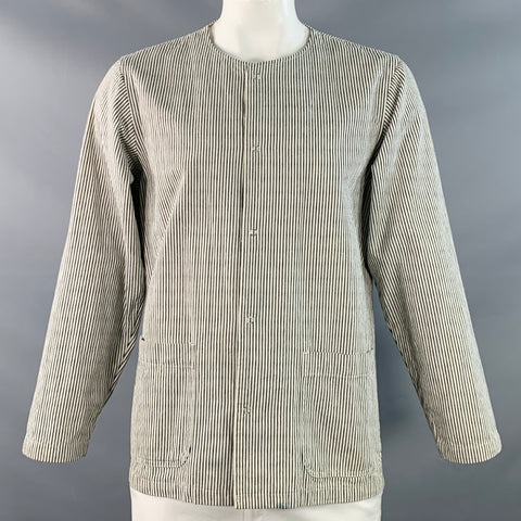 CHIMALA Taille L Rayures Blanches et Noires Coton Deux Poches Veste sans Col