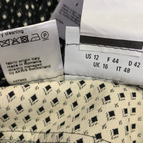 AKRIS Size 12 Black White Cotton Blend Geometric Dress Pants