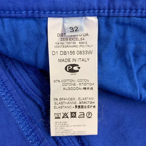 DIRK BIKKEMBERGS Size 32 Blue Cotton Blend 5 Pocket Casual Pants