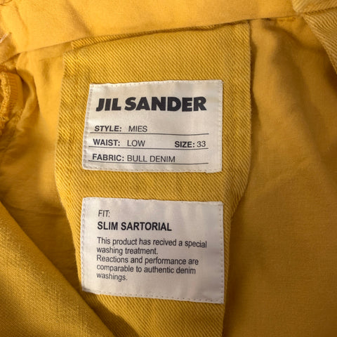 JIL SANDER Size 33 Yellow Cotton Denim Pants