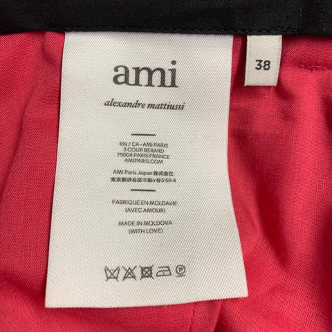 AMI by ALEXANDRE MATTIUSSI Size 36 Fuchsia Pink Black Wool Peak Lapel Suit