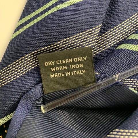 ERMENEGILDO ZEGNA Navy Mint Diagonal Stripe Silk Tie