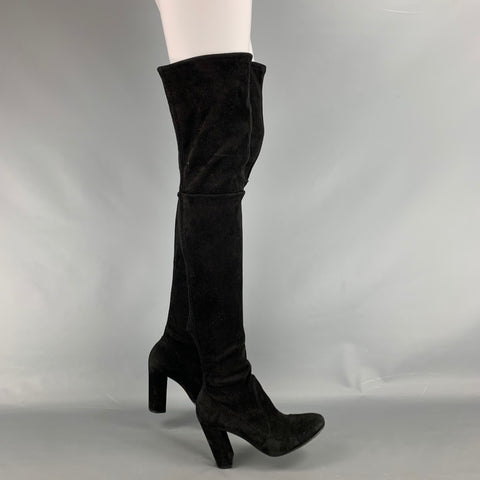 GIANFRANCO FERRE Talla 7.5 Botas de tacón grueso de ante negro