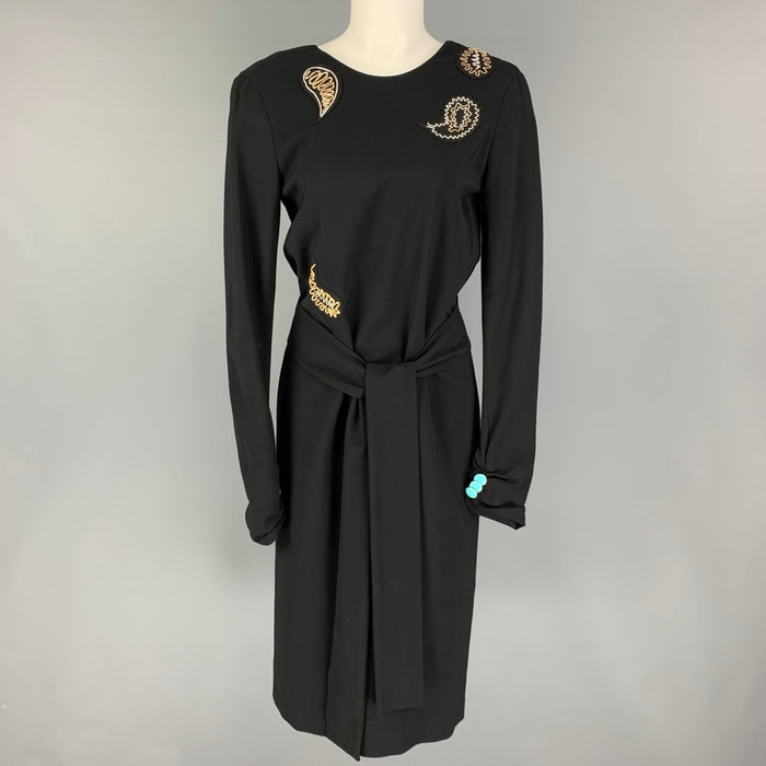 PAUL SMITH Size 4 Black Jersey Beaded Open Back Long Dress
