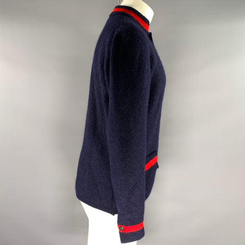 BRIONI Size M Navy Red Knitted Cashmere alpaca Buttoned Jacket