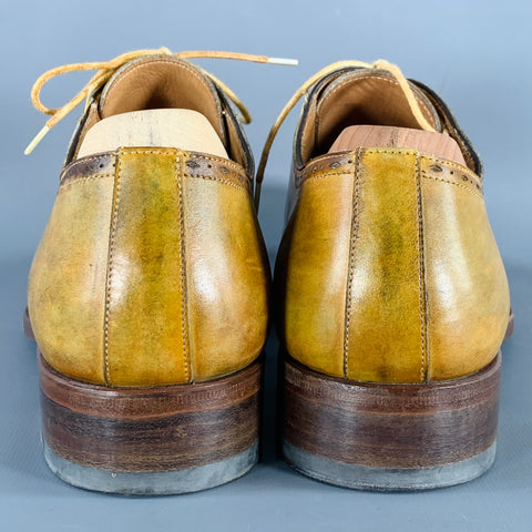 CALZOLERIA HARRIS Size 9 Tan Perforated Leather Lace-Up Shoes