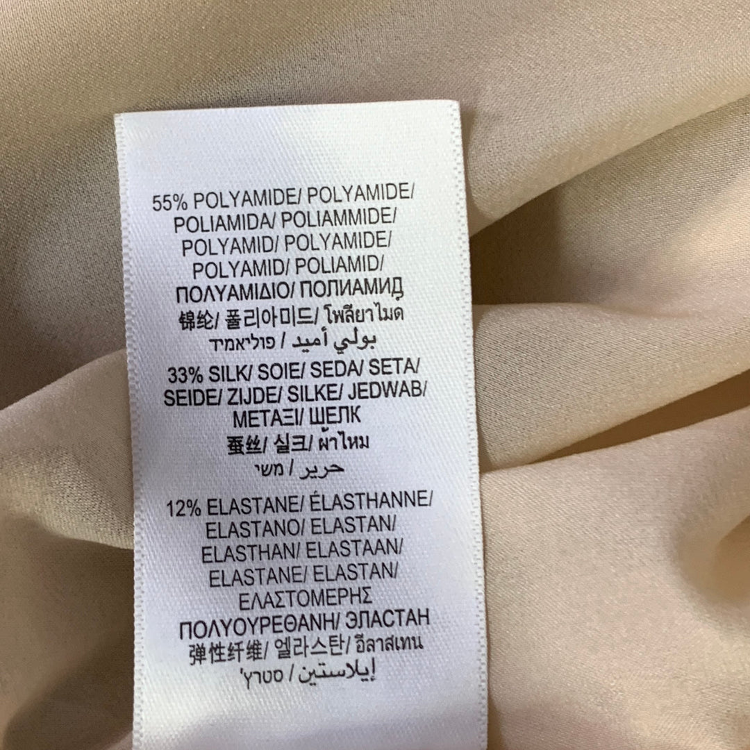 NICOLE FARHI Size 10 Beige Leather Lambskin Side Zipper Midi Skirt