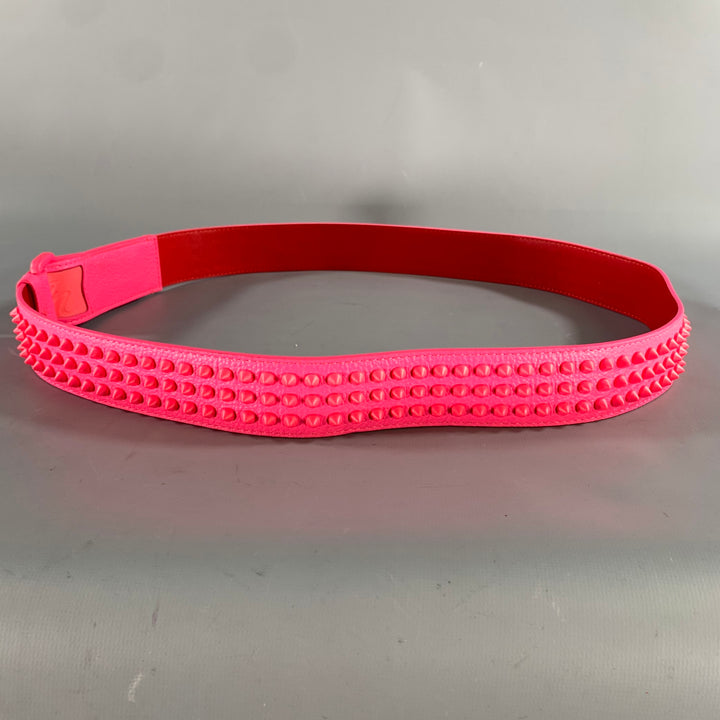 CHRISTIAN LOUBOUTIN Size 38 Pink Red Studded Leather Belt
