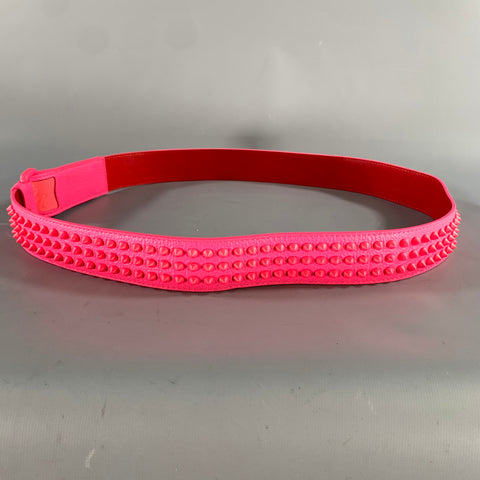 CHRISTIAN LOUBOUTIN Size 38 Pink Red Studded Leather Belt