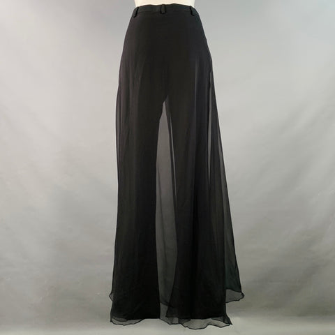 GIVENCHY Size 8 Black Acetate Blend Silk Double Layer Dress Pants