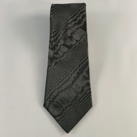 L'ESCALIER D'ARGENT Black Moire Silk Tie