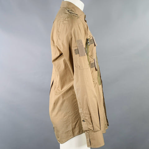 DOLCE & GABBANA Size M Tan Cotton Utility Long Sleeve Shirt