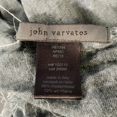 JOHN VARVATOS Grey Wrinkled Modal Wool Scarf
