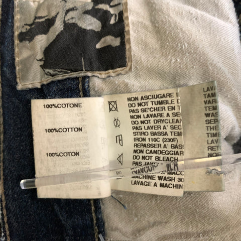 RICK OWENS Size 31 Tan Blue Distressed Cotton Shorts