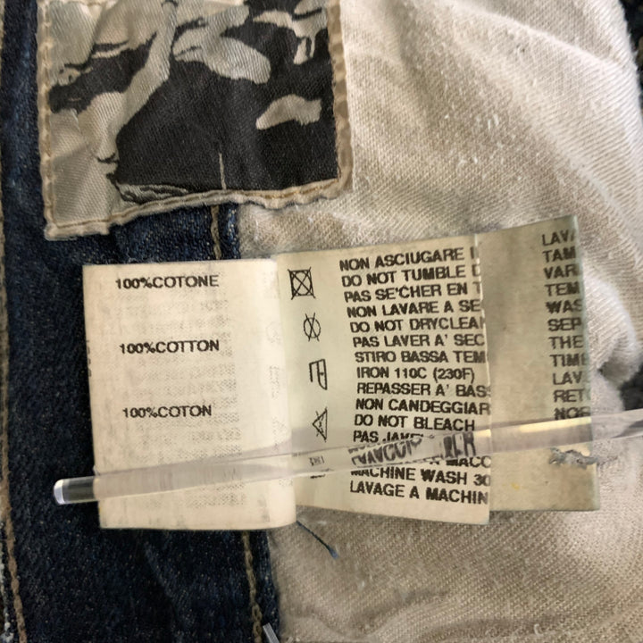 RICK OWENS Size 31 Tan Blue Distressed Cotton Shorts