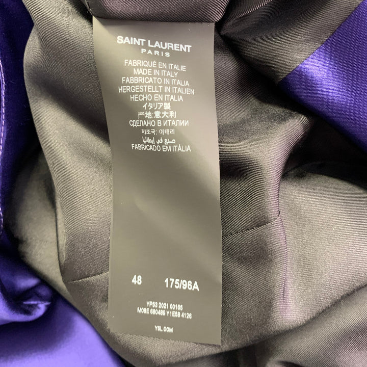 SAINT LAURENT FW22  Size 38 Purple Viscose Satin Peak Lapel Trench Coat