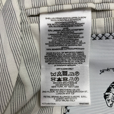 BLACK FLEECE Size 42 Cream Grey Plaid Wool Silk Linen Sport Coat